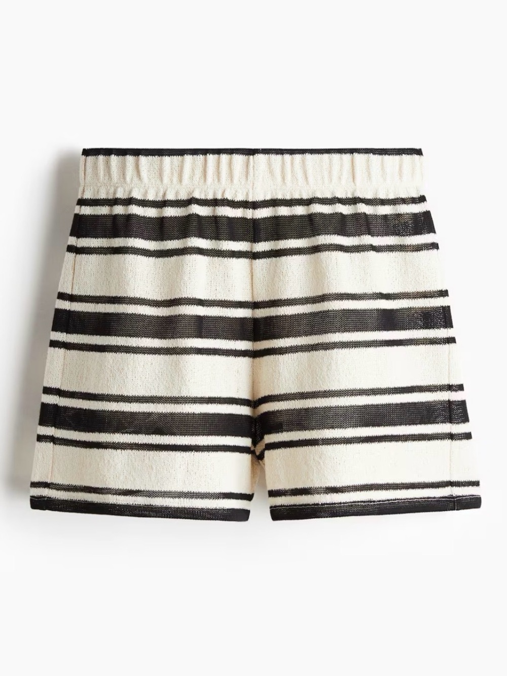 Striped Mesh Knit Women's Shorts - Black/Cream